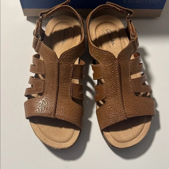 Clarks Sandals Womens 6 Brown Leather April Belle - Picture 3 of 6